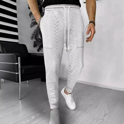 Herrjoggers – Jacquardstruktur – Rak Passform – Dragsko – Muddar – Sidofickor