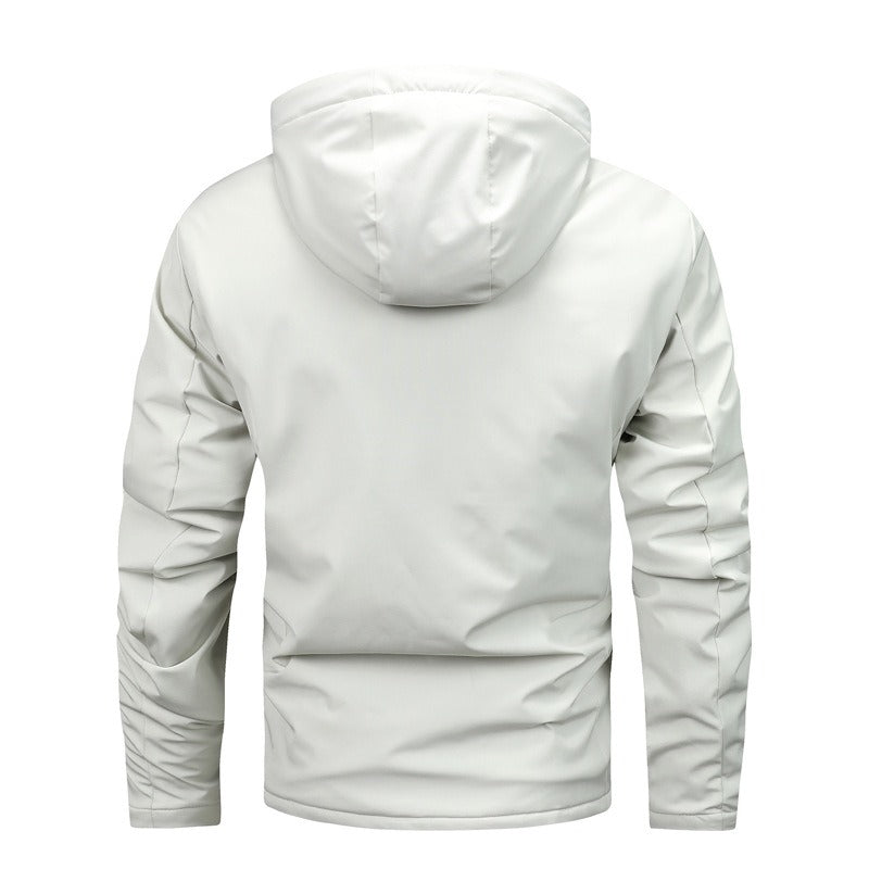 Herrjacka – Regular Fit – Vind- och Vattenavvisande – Fleecefodrad Huva – Dragkedjefickor