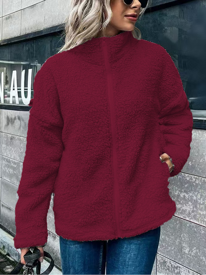 Dam Jacka Fleece – Oversize Passform – Ståkrage – Lång ärm – Ullmix varm Modell