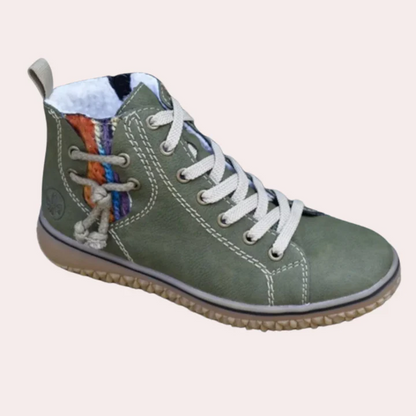 Damstövletter – Snäv Passform – Slät Läderkänsla – Snörning – Mönstrad Sula