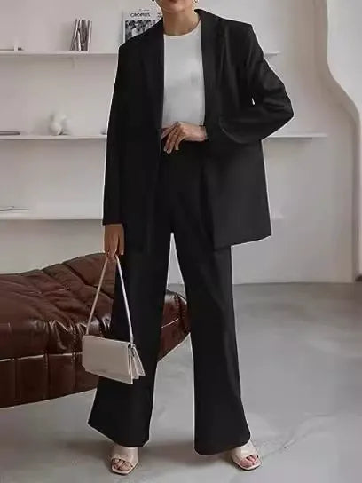 Damkostym – Rak Passform – Ullmix – Enkelknäppt Minimalistisk Design