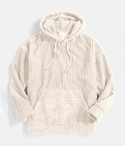 Herrhoodie – Oversize avslappnad passform – Manchestertyg – Känguruficka – Muddar