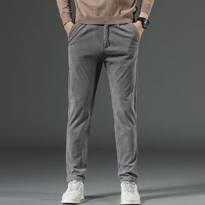 Herrbyxa – Slim Fit – Rak Passform – Manchestertyg – Ribbad Struktur – Hellång