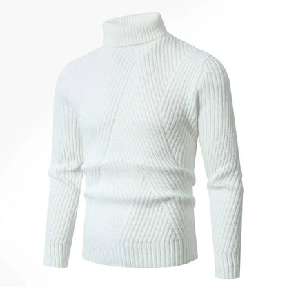Herrtröja Med Polokrage – Slim Fit – Ribbstickad Ull – Långärm Varm Design