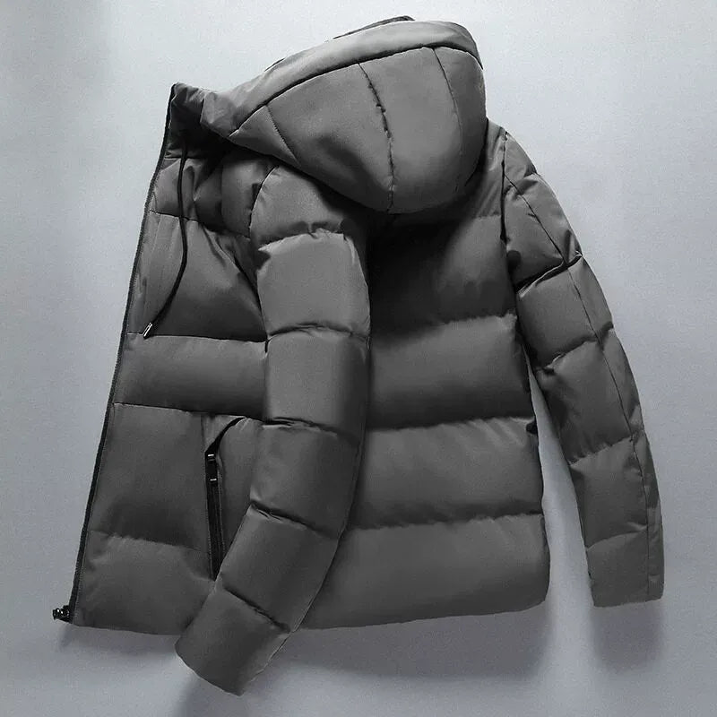 Herr Hooded Jacka – Slim Fit – Vadderad Quiltad – Fodrad med Bomull – Dragkedja
