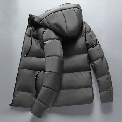 Herr Hooded Jacka – Slim Fit – Vadderad Quiltad – Fodrad med Bomull – Dragkedja