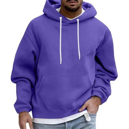 Herrhoodie – Oversized Passform – Mjuk Bomullskänsla – Känguruficka – Huva med Dragsko