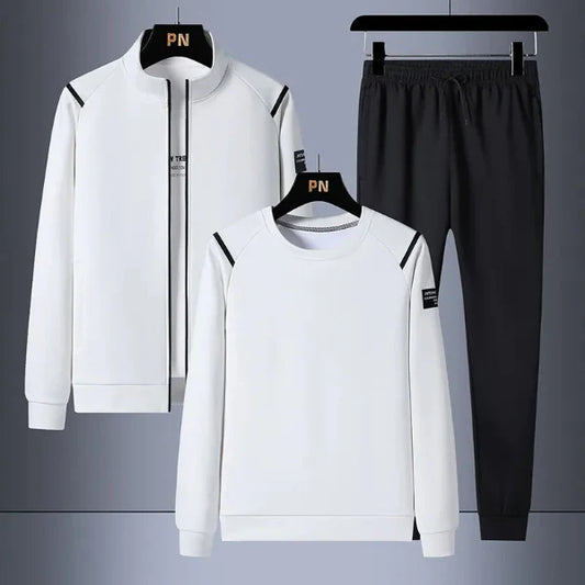 Herr Träningsset – Zipjacka – Långärmad Sweatshirt – Taperade Bekväma Byxor