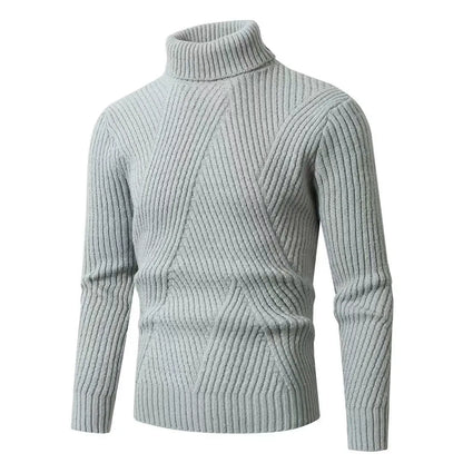 Herrtröja Med Polokrage – Slim Fit – Ribbstickad Ull – Långärm Varm Design
