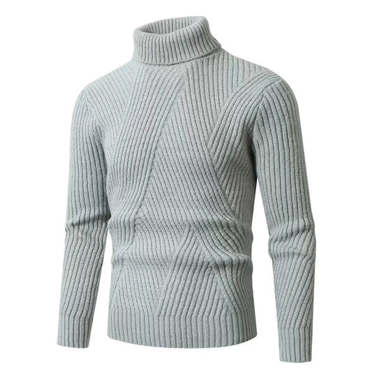 Herrtröja Med Polokrage – Slim Fit – Ribbstickad Ull – Långärm Varm Design