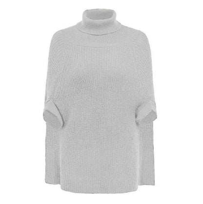 Dam Cape Tröja – Stickad – Oversize Passform – Polokrage – Öppna Sidor