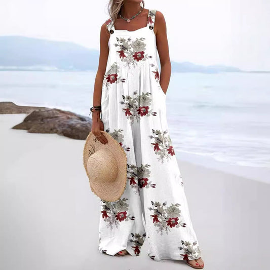 Dam Jumpsuit – Avslappnad Passform – Vida Ben – Ärmlös – Knappband – Bomull