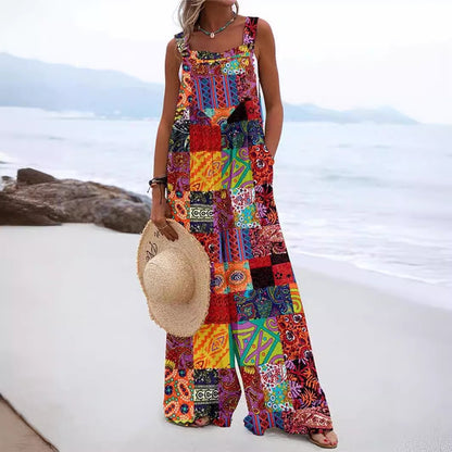 Dam Jumpsuit – Avslappnad Passform – Vida Ben – Ärmlös – Knappband – Bomull