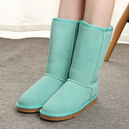 Damstövlar knähöga – Mockalook – Fuskpälsfoder – Platt sula avslappnad passform