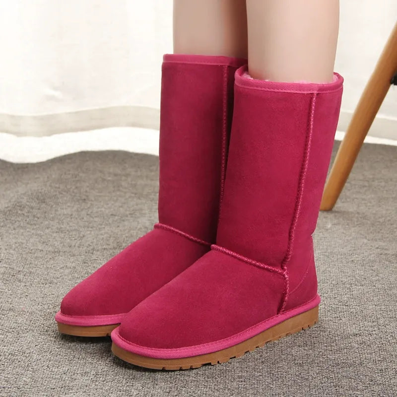 Damstövlar knähöga – Mockalook – Fuskpälsfoder – Platt sula avslappnad passform