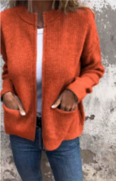 Damjacka – Lös Passform – Ribbstickad – Ståkrage – Dragkedja – Fickor