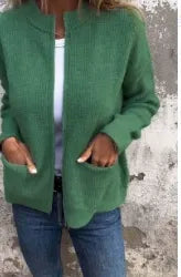 Damjacka – Lös Passform – Ribbstickad – Ståkrage – Dragkedja – Fickor