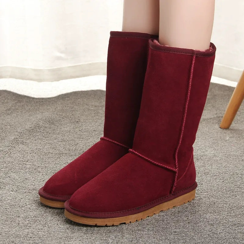 Damstövlar knähöga – Mockalook – Fuskpälsfoder – Platt sula avslappnad passform