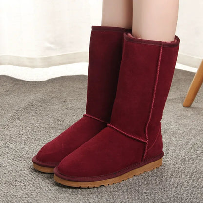 Damstövlar knähöga – Mockalook – Fuskpälsfoder – Platt sula avslappnad passform