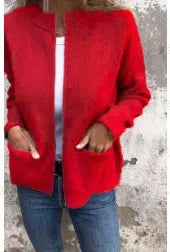 Damjacka – Lös Passform – Ribbstickad – Ståkrage – Dragkedja – Fickor