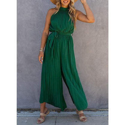 Dam Jumpsuit – Halterneck – Plisserad Textur – Vida Ben – Knytband i Midjan