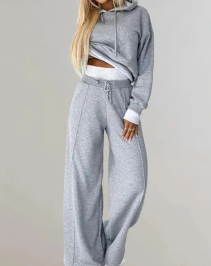 Damset med Cropped Hoodie – Avslappnad Passform – Vida Joggers – Justerbar Midja