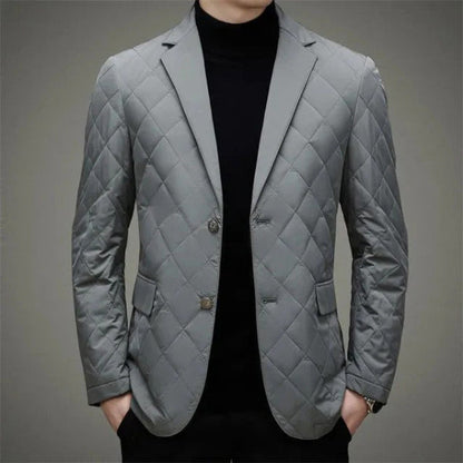 Herrjacka – Quiltad Slim Fit – Diamantmönster – Kavajslag – Tvåknäppning