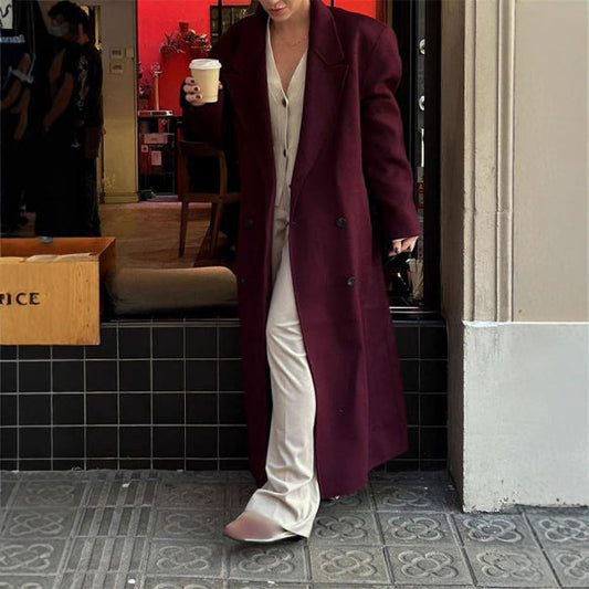 Damkappa – Skräddarsydd Passform – Ullblandning – Dubbeknäppt med Fickor