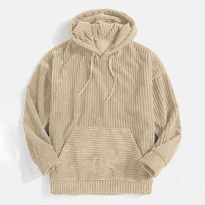 Herrhoodie – Oversize avslappnad passform – Manchestertyg – Känguruficka – Muddar