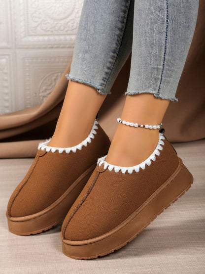 Damstövlar – Slip-on Ankelmodell – Varmt Foder – Tjock Sula Vardagskomfort