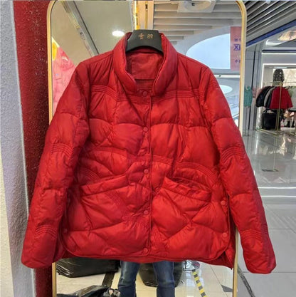 DamJacka – Dunfodrad – Quiltad – Normal passform – Ståkrage – Tryckknappar