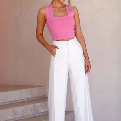 Dam Crop Top – Figurnära Passform – Raka Breda Axelband – Fyrkantig Halsringning – Andningsbar Stretch
