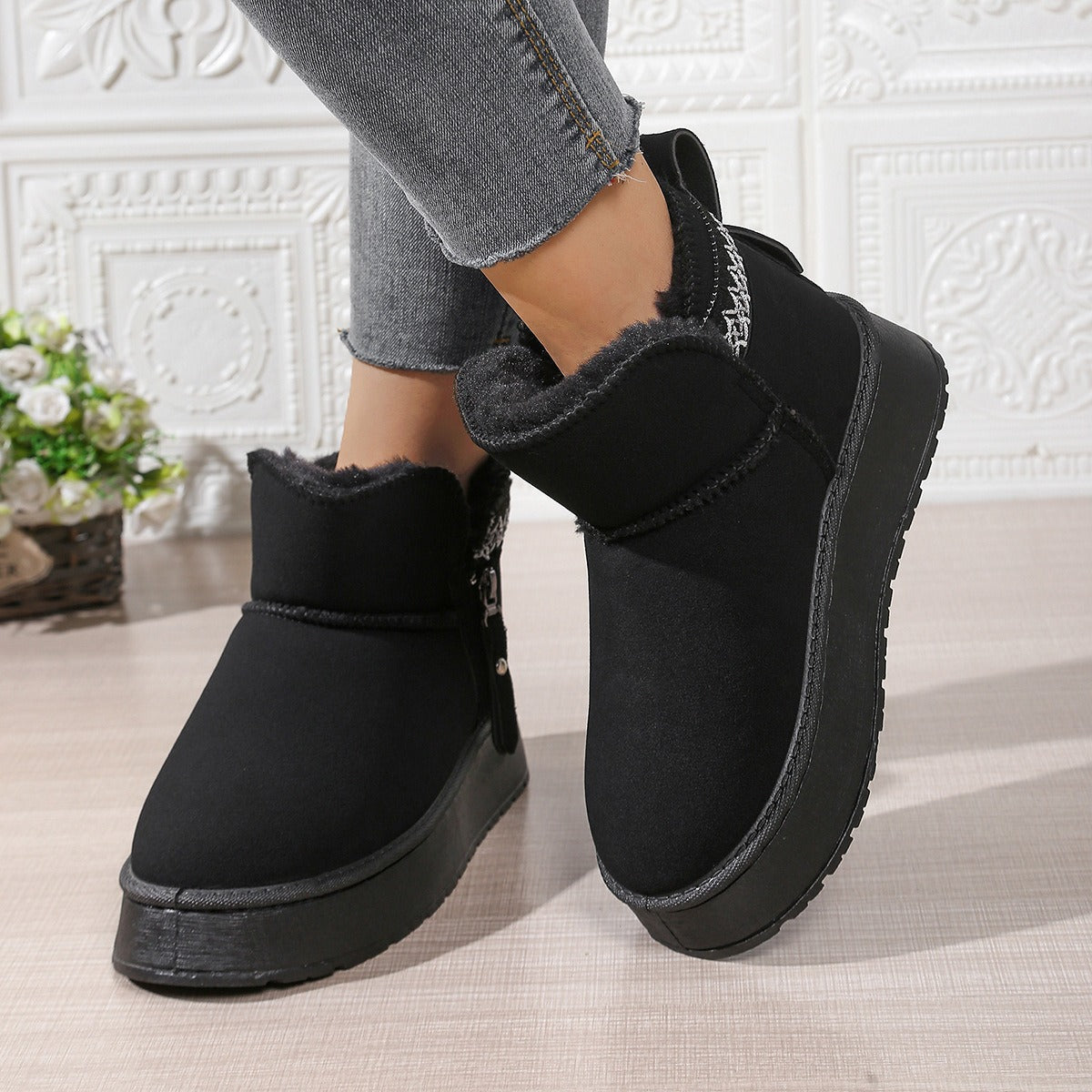 Damstövlar – Kort Skaft – Tjock Sula – Vattenavvisande – Mjuk Fleecefoder – Dragkedja