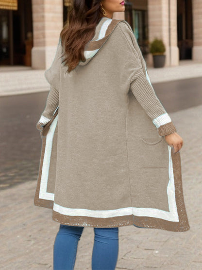 Damkofta – Lång – Oversized Passform – Med Huva – Mysig Stickning – Ribbade Muddar