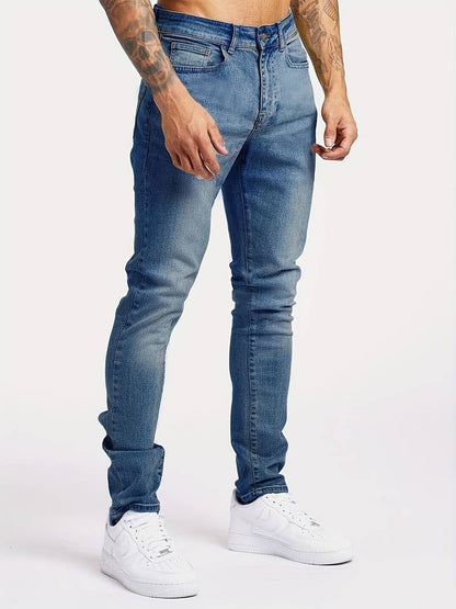 Herrjeans – Slim Fit – Mjuk Stretchdenim – Klassisk 5-Ficksdesign – Hellång för Vardag