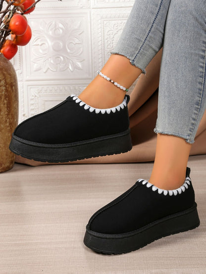Damstövlar – Slip-on Ankelmodell – Varmt Foder – Tjock Sula Vardagskomfort