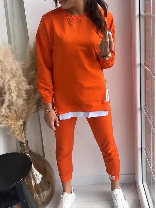 Dam Lounge Set – Oversize Tröja – Taperade Joggers – Mjuk Bomullsblandning