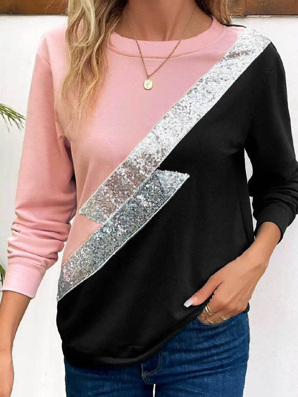 Damtröja – Avslappnad Passform – Långa Ärmar – Paljettdekor