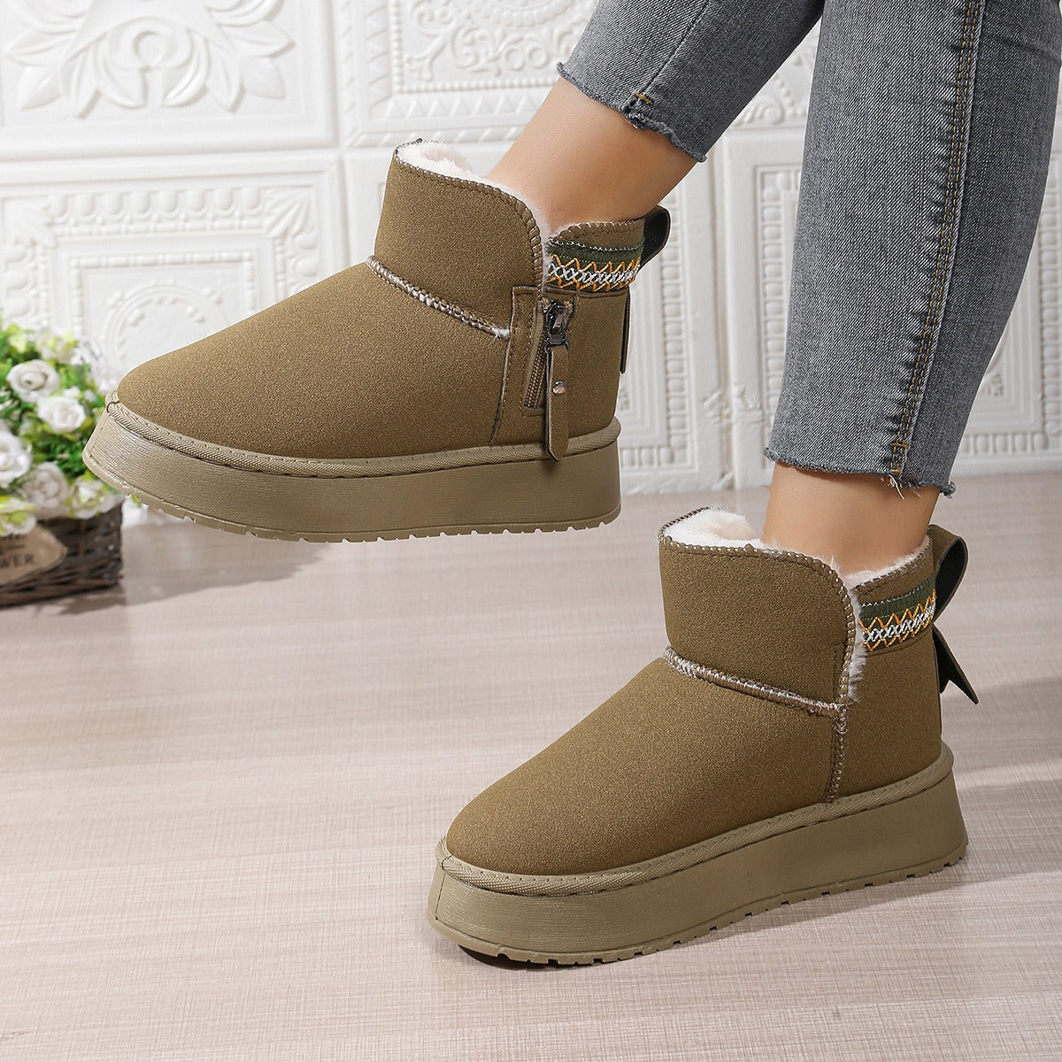 Damstövlar – Kort Skaft – Tjock Sula – Vattenavvisande – Mjuk Fleecefoder – Dragkedja