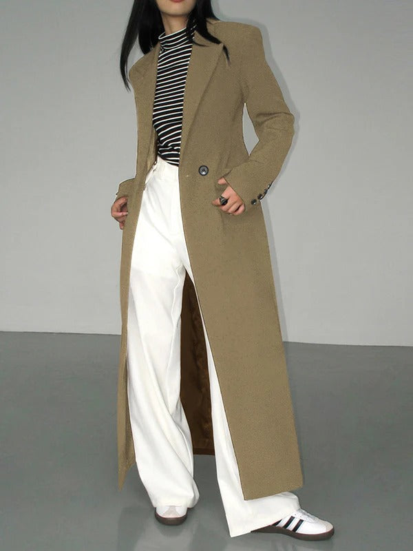 Damkappa – Skräddarsydd Passform – Ullblandning – Dubbeknäppt med Fickor