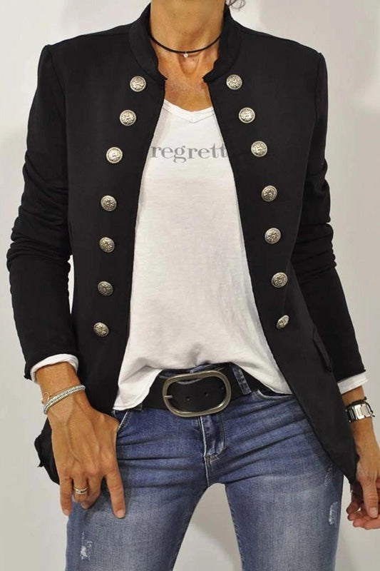 Damkavaj – Slim Fit – Ullkänsla – Dubbelsidig Knäppning – Ståkrage