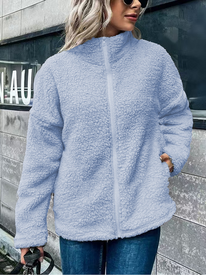 Dam Jacka Fleece – Oversize Passform – Ståkrage – Lång ärm – Ullmix varm Modell