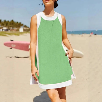 Damklänning – Miniklänning – Avslappnad Passform – Sportig Hals – Fickor