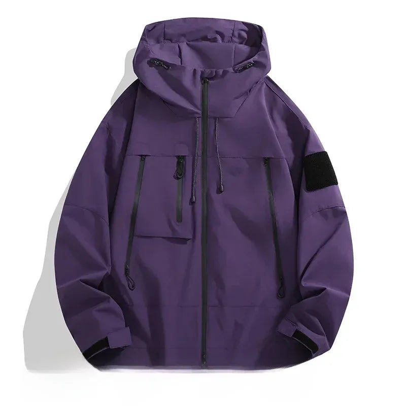 Herrjacka – Avslappnad Oversized Passform – Vindavvisande – Huva och Flera Fickor