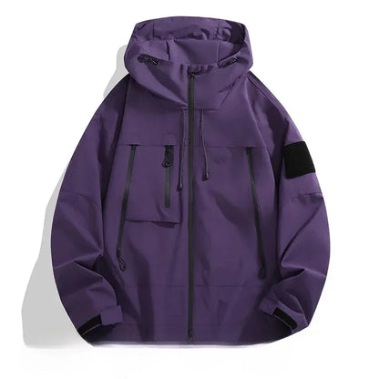 Herrjacka – Avslappnad Oversized Passform – Vindavvisande – Huva och Flera Fickor