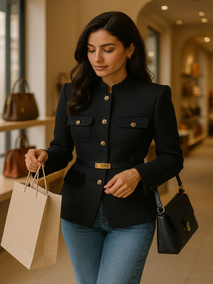 Damkavaj – Skräddarsydd Passform – Ullmix – Skärp i Midjan – Enkelknäppt