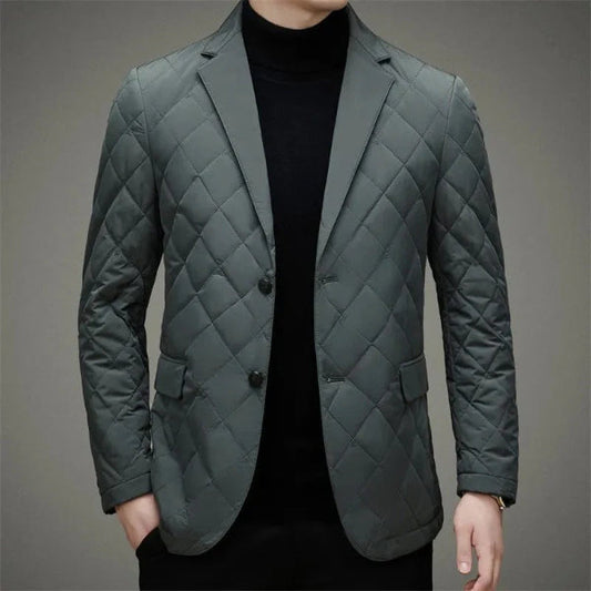 Herrjacka – Quiltad Slim Fit – Diamantmönster – Kavajslag – Tvåknäppning
