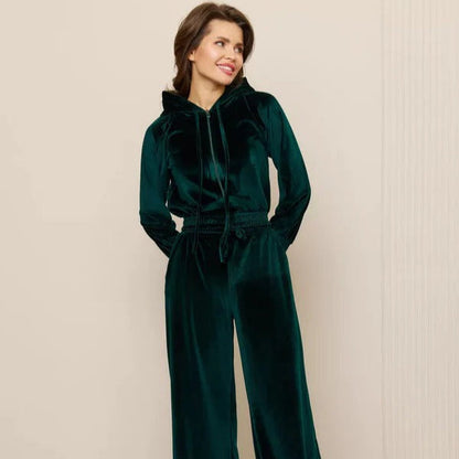 Dam Lounge Set – Fleece – Avslappnad Passform – Hood med Dragsko – Vida Byxor
