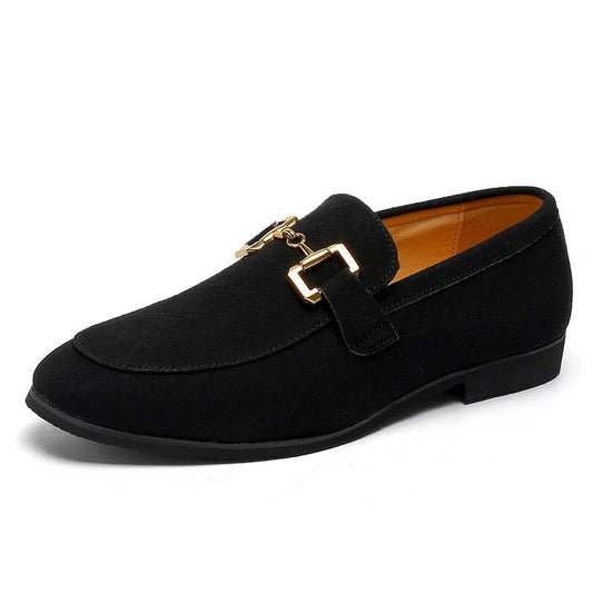 Herrloafers – Sammetstextur – Slip-on Modell – Metallspänne – Formell Design
