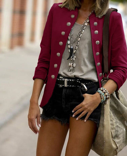 Damkavaj – Vävt Tyg – Ståkrage – Knäppning Fram – Skräddad Passform